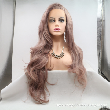 Vigorous mono long premium high quality straight wholesale black women synthetic hair wigs with lace front